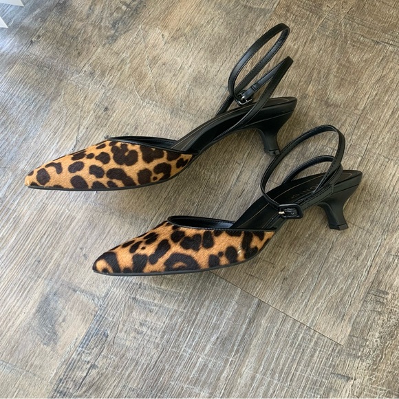 Vionic Jacynda Leopard Calf Hair Pointed Toe Kitten Heel - Picture 5 of 12